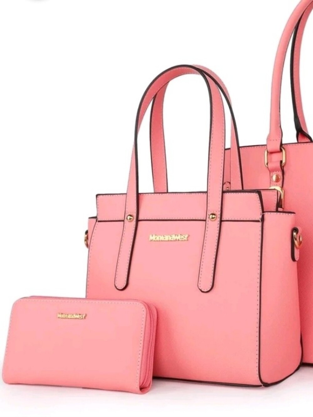 Montana West 2PCS Purses for Women Wallet Set Shoulder Satchel Handbag Coral Col